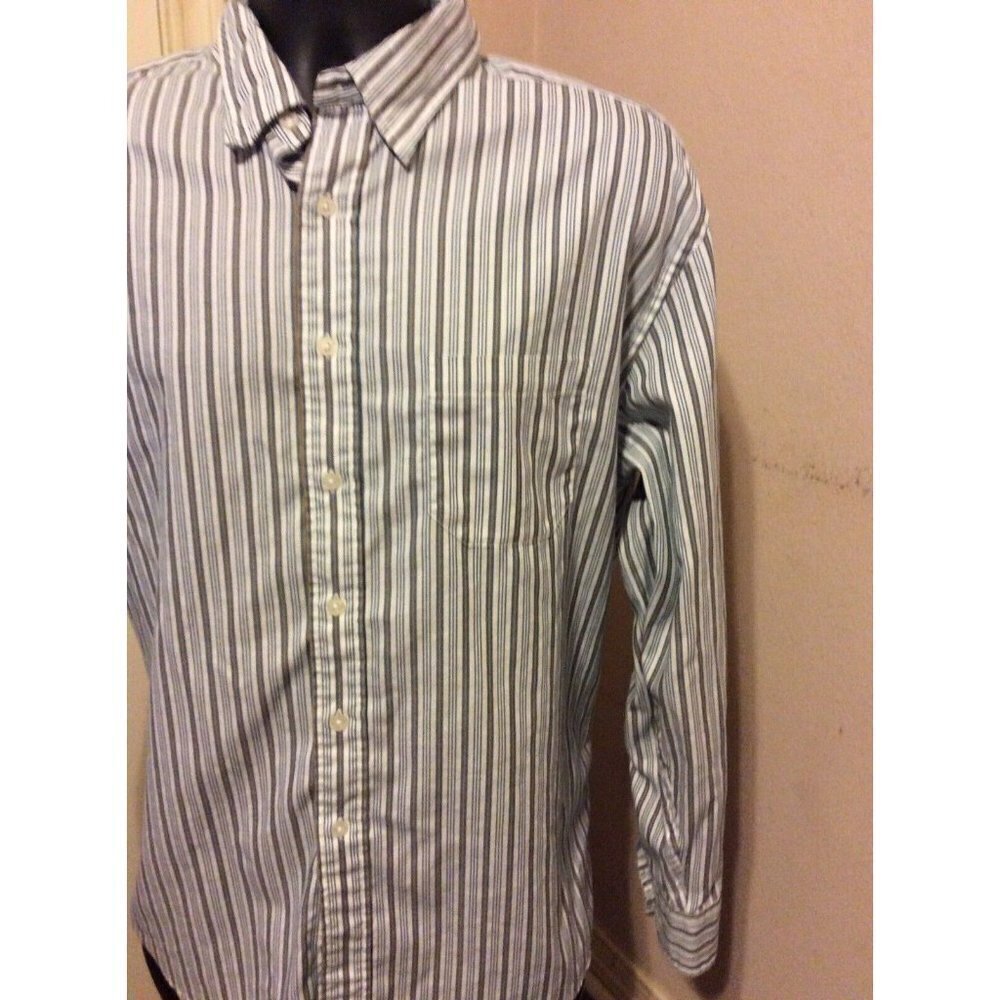Pendleton Men's Bridgeport Button Front Shirt White Green Striped Pocket XL - Picture 3 of 11